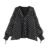 Atacado de fabricante de roupas femininas transfronteiriço 2026 nova moda feminina estilo europeu e americano casual solta com bolinhas e decoração em camadas camisa
