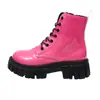 Botas Femininas Curtas Transfronteiriças Europeias e Americanas Botas de Motocicleta Solteiras Slim Novas Tendência Tamanho Grande Solado Grosso Estilo Britânico Botas Martin Venda por Atacado Tamanho Grande
