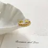 Anillo de Zirconia Estilo Chanel Vintage, Anillo Metálico Abierto Ajustable Minimalista Japonés y Coreano de Nicho, Joyería Fresca para Dedo Índice