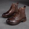 Xangai Jie shu outono einverno Nova retro moda botas femininas zíper lateral moda mão-escovado camada superior couro sapatos femininos casuais