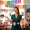 Decoración de fiesta del Día de Muertos de México adornos colgantes en espiral arreglo de pancarta colgante en espiral de calavera