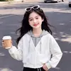 Nueva colección de primavera y otoño: Conjunto de dos piezas para niñas que incluye un top de manga larga con capucha de estilo preppy y pantalones casuales a cuadros, perfecto para el uso diario