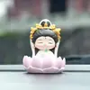 Adornos de Buda Bendito Pequeño, artesanías de resina, Buda Guanyin, linda decoración creativa para coche, adornos de dibujos animados