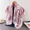 Lenço elegante de seda de imitação arquitetônica vintage, xale de viagem estampado, lenço de pescoço, lenço de cabeça com proteção solar, lenço feminino