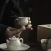 Taza de Té Antigua de Arcilla con Esmalte Ceniza Estilo Dinastías Tang y Song, Taza Individual para Té Kung Fu, Taza de Degustación con Forma de Mano de Buda, Taza Maestra Imitación Dinastía Song