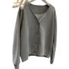 Una Chaqueta Versátil 2023 Nuevo Estilo Otoño Color Puro Simple Cuello en V Botonadura Sencilla Cárdigan de Manga Larga para Mujer