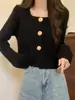 Nueva Moda coreana Primavera y Otoño 2025 para Mujeres Petites: Elegante Chaqueta Cárdigan Suelta Corta de Cuello Cuadrado Estilo Chanel