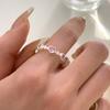 Anillo de Zirconia Rosa con Forma de Corazón Dulce para Mujer, Anillo Abierto Color Melocotón Brillante para el Día a Día, Anillo Artístico Único para el Dedo Índice, Moderno