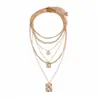 Juego de seis piezas de collares de cadena multicapa de estilo metálico europeo y americano, cadenas para la clavícula de moda transfronteriza, accesorios de nicho de lujo ligero para mujer