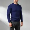 Suéter de punto trenzado para hombre 2026, cuello redondo, ajuste slim, elástico, manga larga, Otoño Invierno, Capa interior de negocios, Capa base