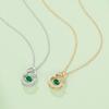 Redondo 0.25CT cultivo Esmeralda plata esterlina S925 chapado en platino/Oro Rosa colgante de calabaza cadena clavícula al por mayor