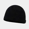Gorro de tricô jacquard com padrão de losangos vintage para outono e inverno, chapéu de lã quente para atividades ao ar livre, gorro simples de cor sólida com barra dobrada