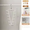 Cabide de Ferro Forjado em Forma de V com Revestimento de Borracha, Lado Duplo, Cabide Multifuncional, Organizador de Guarda-Roupa para Armazenamento de Lenços, Cabide Empilhável com Múltiplos Ganchos