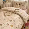 Desejo Puro Rosa Nude Uso Diário, tema de gatinhos pequenos, tecido de algodão lavado, conjunto de cama de quatro peças para casais, conjunto de cama de três peças para camas de solteiro, fabricado em fábrica