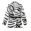 Ins estilo europeu e americano transfronteiriço 2026 nova moda chique roupa de trabalho feminina cinto com estampa de zebra blazer curto