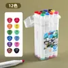 Set de Marcadores de Arte para Estudiantes de Primaria, Plumas de Arte a Base de Aceite Estilo Inglés, Plumas de Colores de Doble Punta, Venta al por Mayor de Papelería, Plumas de Acuarela