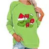 Moletom Estampado de Desenho Animado Europeu e Americano para Natal e Halloween Feminino Casual Gola Redonda Manga Raglan