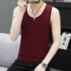 Colete Masculino Gola Redonda Tamanho Grande Verão Fino Estilo Coreano Tendência Cor Sólida Camiseta Básica Masculina Esportiva Fitness Sem Mangas