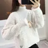 Novo Top de Chenille Estilo Preguiçoso Solto de Manga Longa Outono e Inverno, Adequado para Usar em Camadas ou Sozinho, Suéter de Tricô com Gola Meia-Alta para Mulheres, Grosso