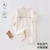 Ropa de bebé para otoño, mameluco suave de terciopelo para bebés, pijama base unisex para bebé, mameluco con apertura lateral tipo mariposa 6