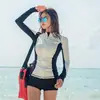 Nuevo traje de baño una pieza para mujer Corea del Sur manga larga protección solar cobertura de abdomen adelgazante traje de buceo conservador traje de baño para vacaciones aguas termales
