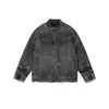Chaqueta de mezclilla suelta deconstruida retro lavada estilo americano para hombre, Primavera y Otoño 2026, Abrigo de cuello alto de un solo botón estilo páramo