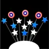 Saco de material de fio de açúcar flip card de bolo crianças Capitão América nave espacial estrelas nuvens decoração de mesa de sobremesas