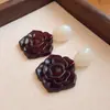 Pendientes de Corazón de Madera Color Café Transfronterizos Europeos y Americanos, Pendientes Estilo Retro Maillard, Pendientes de Diseño de Nicho para Mujer