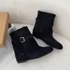 Botas de hebilla de cinturón retro estilo páramo para mujer, nueva colección de otoño 2026, elegantes botines de punta, altura a media pantorrilla y diseño de bota de jinete