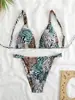 Novo Maiô Sexy Estampado Cintura Alta Fenda Maiô Biquíni Biquíni Europeu e Americano Amazon Maiô Transfronteiriço