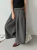 Pantalones Anchos de Pierna Ancha con Pliegues Estilo Coreano Otoño Nuevo Naranja Zhi Pantalones Largos Casuales Corte Holgado Talla Pequeña 26007-1