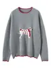 2025 Novo Estilo Gola Redonda Color Block Renda Manga Longa Suéter Pulôver Base de Tricô Versátil Top que Reduz a Idade Suéter de Caxemira