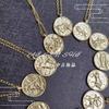Colar de meados da antiguidade, colar banhado a ouro com doze constelações, colar redondo casual simples, moda de rua, colar de constelação descolado