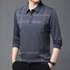 Camiseta Masculina de Manga Longa com Gola Polo Primavera e Outono Fina Solta Algodão Camisa Base Camisa Polo para Meia-idade Top de Pai