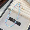 Collar de Cuentas de Concha de Mar Mariposa Blanca de Piedra Natural para Mujer, Collar de Concha Azul, Lujo Accesible, Versátil, Gama Alta, Accesorios Pequeños Frescos