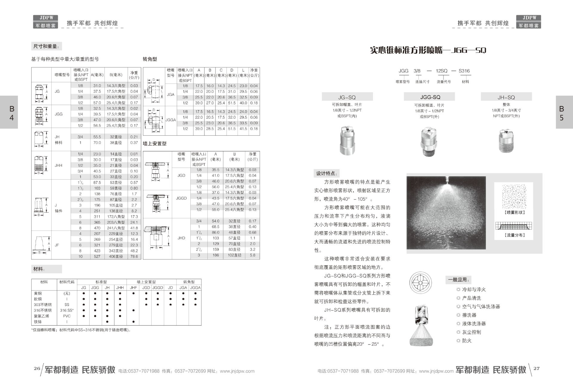 实心锥标准方形喷嘴   jgg  5q说明