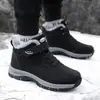Sapatos masculinos para meia-idade e idosos, sapatos de caminhada, outono e inverno, forrados com fleece, inverno, bico redondo, algodão em estoque, aquecidos, espessados, estilo de comércio exterior transfronteiriço