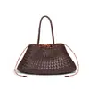 Novo Produto de Comércio Exterior: Bolsa de Mão Feminina Grande de Palha Tecida, Estilo Vintage de Luxo, Bolsa de Ombro Tendência Underarm, Bolsa Tote Mãe-Filha