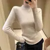 Suéter Feminino com Gola Alta Meia-Calça Forrado com Fleece Outono/Inverno 2026, Tricô Espesso Pulôver, Corte Justo, Quente, para Usar em Camadas