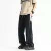 Calça Esportiva Masculina de Outono Moda Americana High Street Color Block, Fina Slim-Fit Solta Casual para Jovens