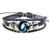 Pulseira Estrela Luminosa Doze Constelações Couro Bovino Contas Pulseira Casal Luminosa Fluorescente Vidro Fivela Pulseira Constelação