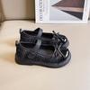 Sapatos de Couro Estilo Coreano para Meninas 2025 Primavera e Outono Novos Sapatos Infantis Estilo Chanel de Tamanho Médio Sola Macia Antiderrapante Sapatos de Princesa Infantis
