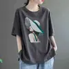 Camiseta de imitación de algodón de manga corta para mujer 2024 verano nueva holgada talla grande ropa para mujer ropa para madre de mediana edad camiseta de media manga
