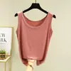 Colete feminino de modal liso para o verão com gola U, peça íntima simples sem mangas, regata justa, blusa de base fina plus size