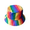 Sombrero de pescador arcoíris estilo japonés y coreano, con cabeza grande, costuras Wai, parte superior plana, combinable con todo, para hombre y mujer, sombrero de viaje, sombrero de lavabo, sombrero de doble cara.
