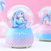 Caja de música con forma de corazón de niña, diseño de sirena, princesa de ensueño, bola de cristal, caja de música con luz de nieve, adornos creativos