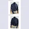 Chaqueta piloto de fábrica en stock para hombre, chaqueta tipo béisbol negra con cuello alto, atuendo ootd de otoño, chaqueta de moda