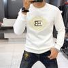 Estación Europea Lujo Accesible Otoño e Invierno Sudadera para Hombre Camiseta de Manga Larga Camisa de Cuello Redondo Forro Polar Camiseta Interior para Hombre Moda Popular