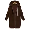 9729 outono e inverno Amazon mais vendido suéter feminino longo plus veludo bolso com capuz zíper trench coat casaco feminino