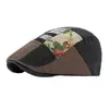 Boina floral color block vintage personalizada com padrão espinha de peixe, chapéu de artista para homens e mulheres, boina retrô britânica